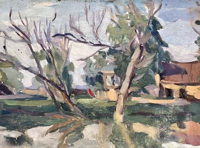 Поварова Валентина Петровна - Дерево во дворе. Аукцион: Аукцион № 37, часть 3 Основа: картон 