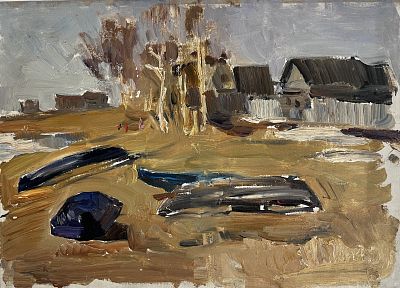 Тюленев Виталий Иванович - Лодки на берегу. Аукцион: Аукцион № 37, часть 3 Основа: картон Техника: 