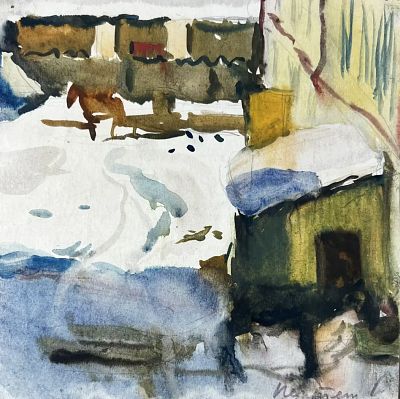 Пентешин Иван Мильевич - Зимний день. Дворик. Аукцион: Аукцион № 38, часть 1 Основа: бумага Техника: 