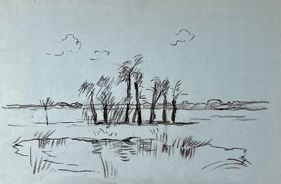 Пентешин Иван Мильевич - Ветреный день. Пейзаж. Аукцион: Аукцион № 38, часть 1 Основа: бумага 