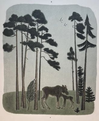 Вальцефер Виктор Александрович - Лосиха с лосенком. Аукцион: Аукцион № 38, часть 2 Основа: бумага 