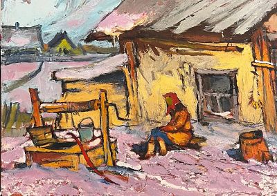 Борисов Борис Дмитриевич - Пригревает. Аукцион: Аукцион № 38, часть 4 Основа: картон Техника: 