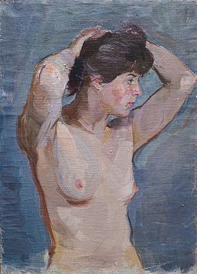 Шмидт Александр Владимирович - Обнажённая. холст масло Шмидт А.В. 1962 год 
"Обнажённая с руками 