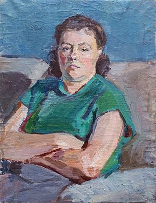 Шмидт Александр Владимирович - Жена художника. холст масло Шмидт А.В. 1961 год 
"Жена художника в 