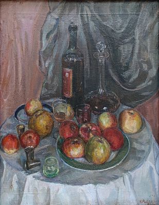 Рабинович Михаил Цезаревич - Натюрморт. холст масло Рабинович М.Ц. 1946 год 
подпись внизу справа и 