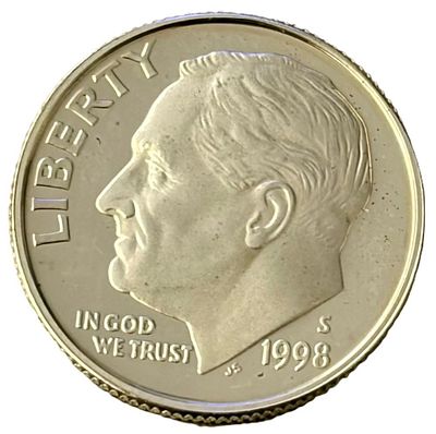 ארצות הברית מטבע כסף "חדש" משקל 2.6 גרם, של דיים (Dime) של ארצות הברית בערך של 10 סנט משנת 1998 