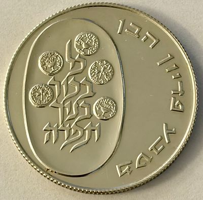 ישראל מטבע זכרון כסף משקל 26 גרם, של 10 לירות פדיון הבן משנת 1973 משקל 26 גרם כסף טוהר 0.900