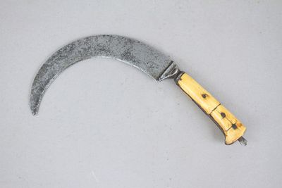 סכין מגל הודי ללחימה מהמאה ה 18, המועדף על ידי לוחמי ה מההרטה מצפון הודו. ידוע בשם BANK. להב 