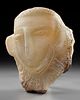A CARVED ALABASTER FUNERARY PORTRAIT WITH INSCRIPTION TO THE NECK, LATE 1ST MILLENNIUM BC. PROVEN Image - 1