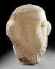 A CARVED ALABASTER FUNERARY PORTRAIT WITH INSCRIPTION TO THE NECK, LATE 1ST MILLENNIUM BC. PROVEN Image - 2