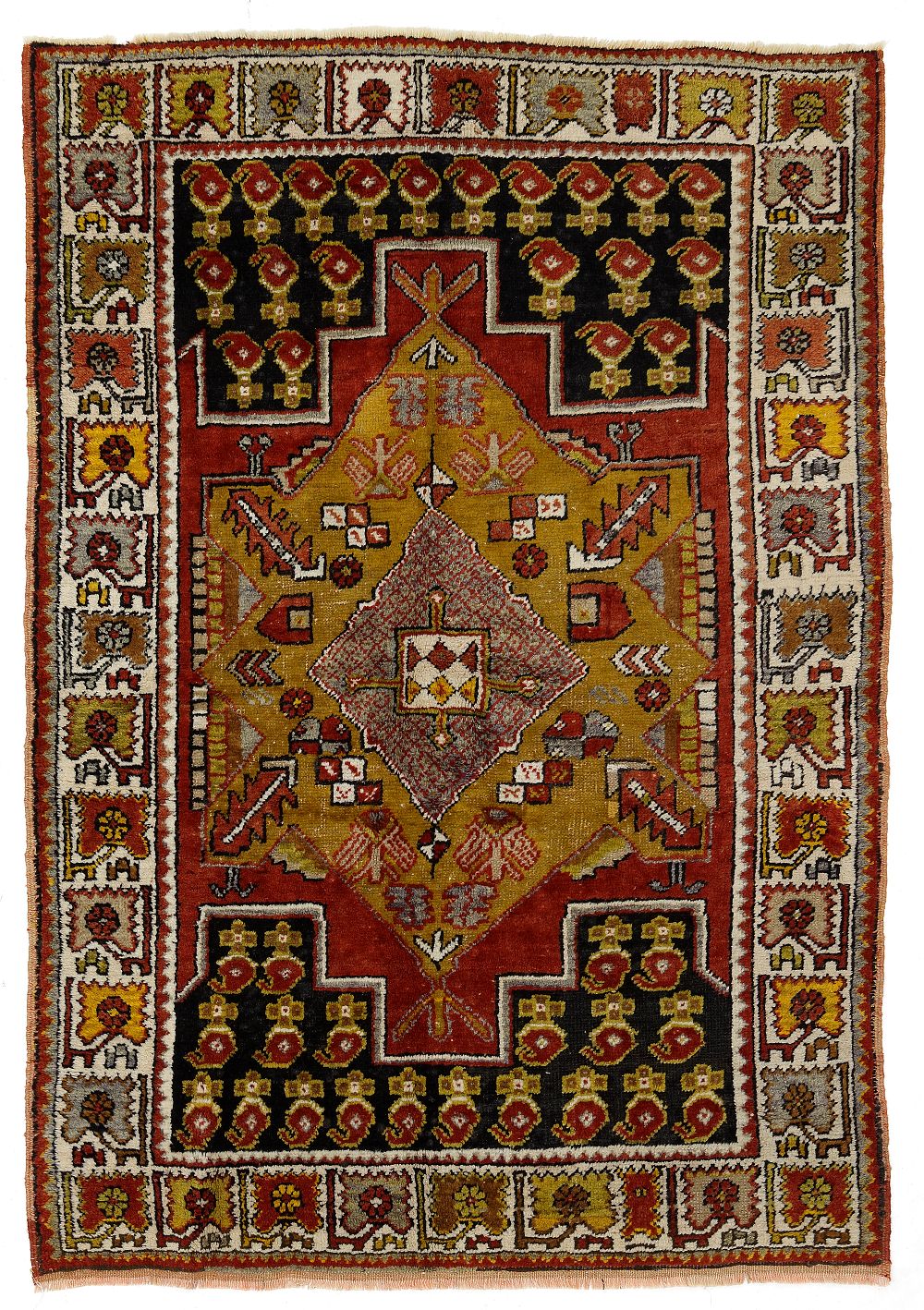 KONJO FROM CENTRAL ANATOLIA, LATE 19TH CENTURY. Turkish rug in small format. 
Black areas 