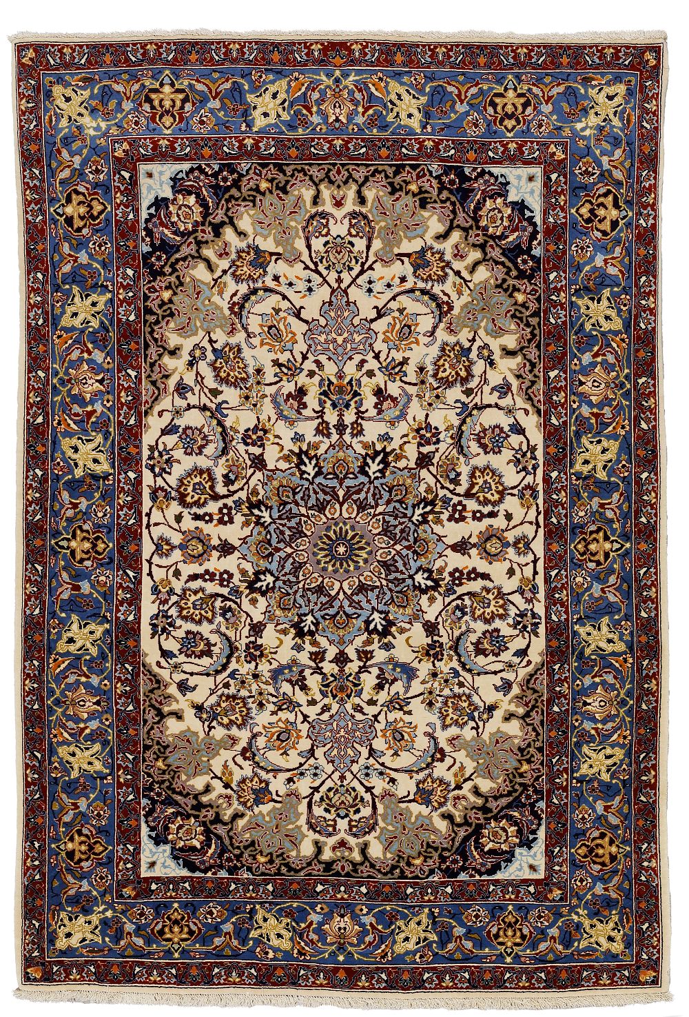 AN OLD ISFAHAN CARPET, FIRST HALF 20TH CENTURY. An old Isfahan carpet from Central Persia, first 
