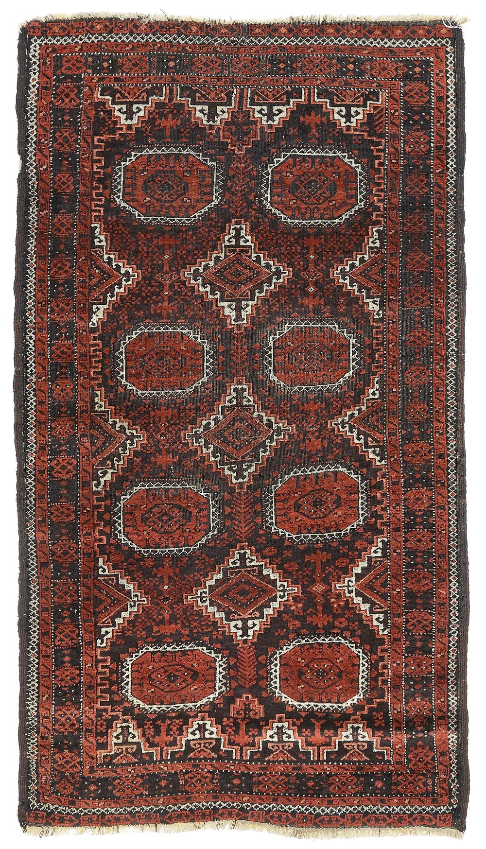 BELUCH FROM BELUCHISTAN, LATE 19TH CENTURY. Shiny sheep’s wool pile knotted on wool, 2 by 4 