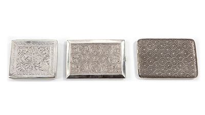 THREE SILVER BOXES, INDIA, 20TH CENTURY. Finely crafted Indian silver boxes, each decorated with 