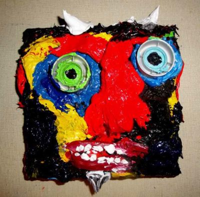 David Harel שמן על בד ומיקס מדיה חתום מידות 15X15 ס"מ