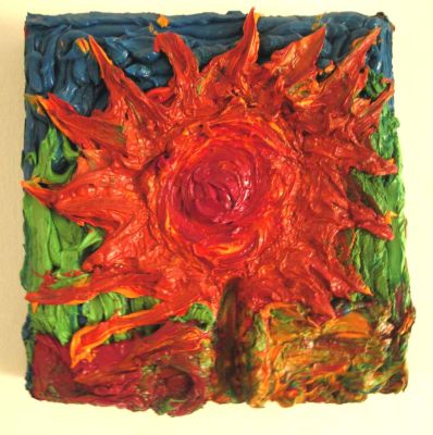 David Harel " חמניה" שמן על בד חתום מידות 21X21 ס"מ