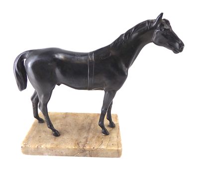 פסל סוס עתיק מברונזה עבודת אמן איכותית ומדוייקת אורך 26 ס"מ גובה 19 ס"מ { צ'יפ זעיר באוזן )