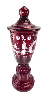 גביע קריסטל בוהמי בעבודת חריטה ובלט גובה 22 ס"מ מצב שלם