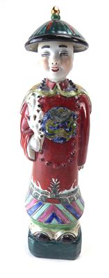 פסל פורצלן סיני ישן עד עתיק צבוע ביד גובה 29 ס"מ חתום בתחתית מצב שלם