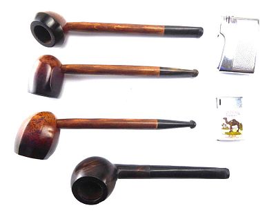 לוט 4 מקטרות איכותיות חתומות במצב חדש ועוד זוג מציתים וינטג' במצב טוב מאוד