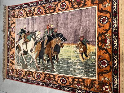 שטיח אפגני משי תמונת מירוץ סוסים מידה 157X114 ס"מ
( השטיח ישלח לבית הקונה ללא עלות משלוח )