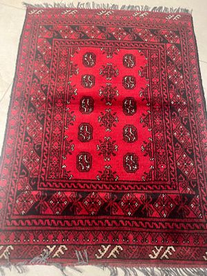 שטיח אפגני עבודת יד דוגמא בוכרית מידה : 150X100 ס"מ ( השטיח ישלח לבית הקונה ללא עלות משלוח )