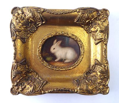 ציור שמן על מזוניט ציור יד בסגנון עתיק בהשקאת ציור של DURER נתון במסגרת עץ מפוארת מידות 21X19 