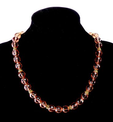 מחרוזת חרוזי קריסטלים בגוון עינבר אורך 54 ס"מ