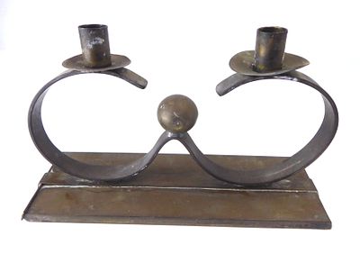 פמוט פליז עתיק לשבת רוחב 25 ס"מ גובה 15 ס"מ