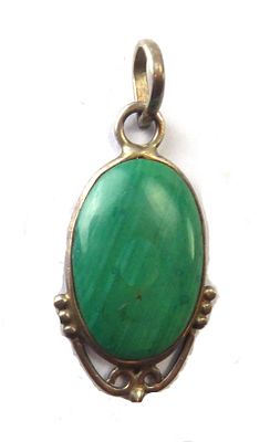 תליון כסף ואבן מלכיט מידות 3X1.5 ס"מ