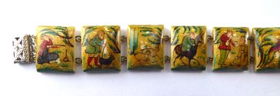 צמיד פרסי עתיק עם ציורי יד על חומר אורגני אורך 20 ס"מ