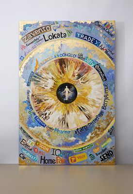 Оскар Хартманн & Фаткулина Анастасия (Охра) - "Взгляд предпринимателя", 2025. Холст, масло, поталь 