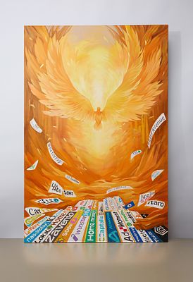 Оскар Хартманн & Станчайтис Дарья - "Восхождение", 2025. Холст, масло 
Полотно в золотой гамме 