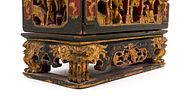 An antique Chinese gilt and lacquered carved wood altar box for the Straits of Peranakan Image - 7