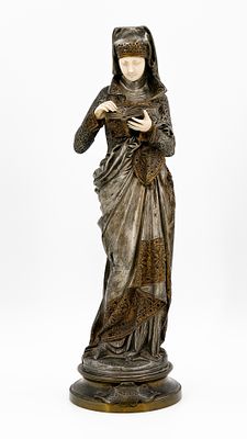 Albert Ernest CARRIER-BELLEUSSE (1824-1887) "Liseuse" - An antique French patinated bronze sculpture