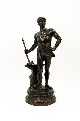 Maurice Constant FAVRE (1875-1915) "Le Travail"An antique patinated bronze sculpture. Maurice 
