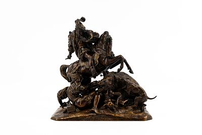Th&eacute;odore GECHTER (1796-1844) A large and antique French patinated bronze sculpture group. Th&eacute;odor 