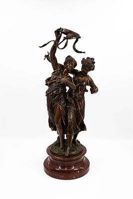 Henry Etienne DUMAIGE (1830-1888) A large and antique patinated bronze figural sculpture 