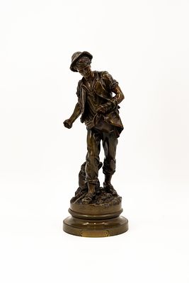 Mathurin MOREAU (1822-1912) "The Sower". An antique patinated bronze sculpture. Hors concours. 