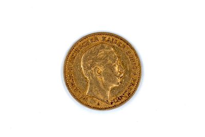 A German gold 20 Mark coin of Wilhelm II, dated 1894. With bare head of Wilhelm II on the 