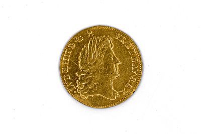 A French gold Louis d'Or coin of Louis XIV, dated 1690. With laureate and draped bust of Louis 