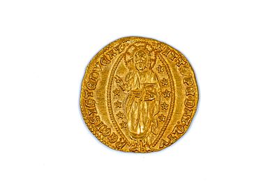 A Venetian gold zecchino of Michele Steno. With standing Christ within mandorla on the obverse 