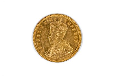 A British India gold 15 Rupees coin of George V, dated 1918. With crowned bust of George V on 
