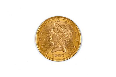 A United States gold 10 Dollars coin, Liberty Head type, dated 1901. With head of Liberty 