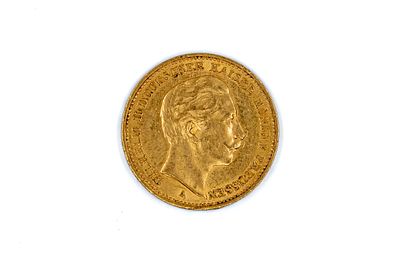 A German gold 20 Mark coin of Wilhelm II, dated 1900. With head of Wilhelm II on the obverse 