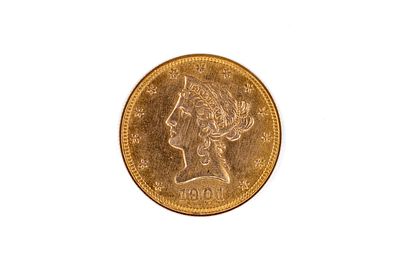 A United States gold 10 Dollars coin, Liberty Head type, dated 1901. With head of Liberty 