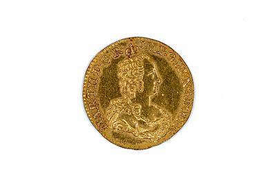 A Brabant gold Double Souverain of Maria Theresa, first type, Antwerp mint, dated 1750. With 