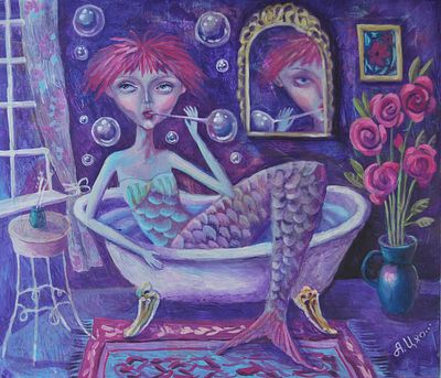 Алина Цховребова. Мыльные пузыри. Холст, акрил. 60х70 см.