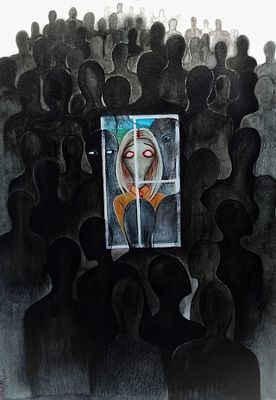 Катя Максимова. Социофобия. Бумага, смешанная техника. 44,3х31,4 см.