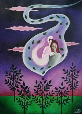 Катя Максимова. Твое присутствие. Бумага, смешанная техника. 41,7х29,7 см. 2021.